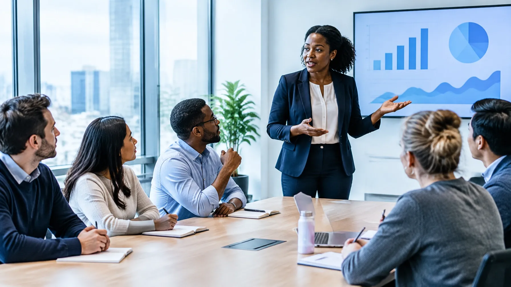 Advisor presenting to employees in a conference room — Plan Participant Education